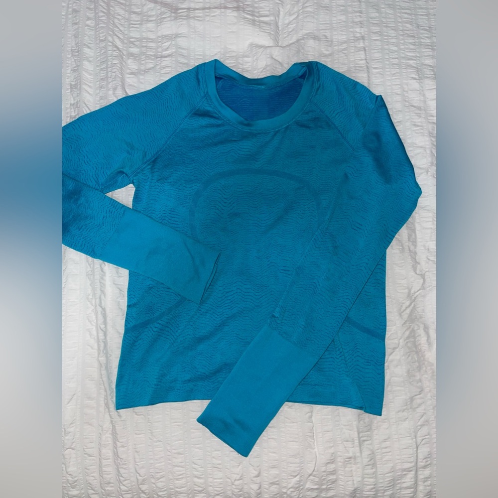 Lululemon Turquoise Blue Long-sleeve Racer Swiftly Tech